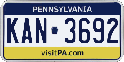 PA license plate KAN3692