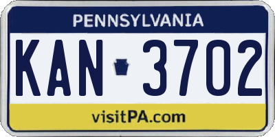 PA license plate KAN3702