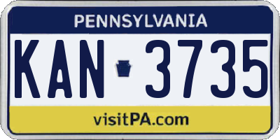 PA license plate KAN3735