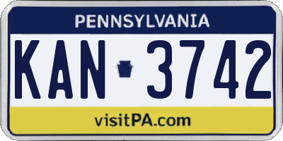 PA license plate KAN3742