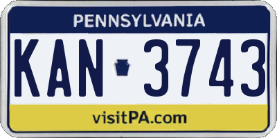 PA license plate KAN3743