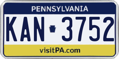 PA license plate KAN3752