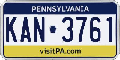 PA license plate KAN3761