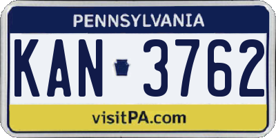 PA license plate KAN3762