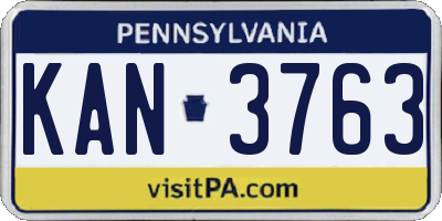 PA license plate KAN3763