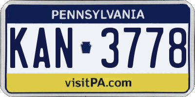 PA license plate KAN3778