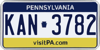 PA license plate KAN3782