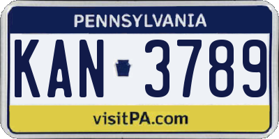 PA license plate KAN3789