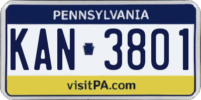 PA license plate KAN3801