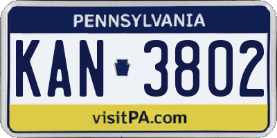 PA license plate KAN3802