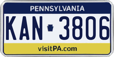 PA license plate KAN3806