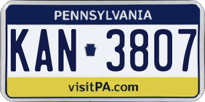 PA license plate KAN3807