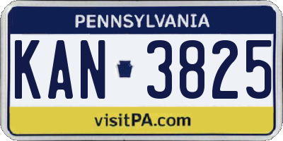 PA license plate KAN3825