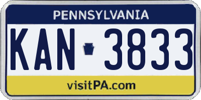 PA license plate KAN3833