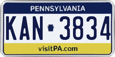 PA license plate KAN3834
