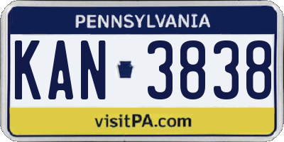 PA license plate KAN3838