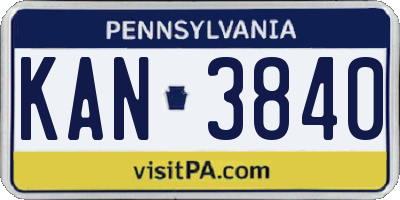PA license plate KAN3840