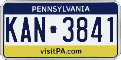 PA license plate KAN3841
