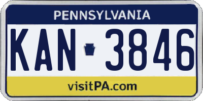 PA license plate KAN3846