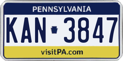 PA license plate KAN3847