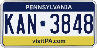 PA license plate KAN3848