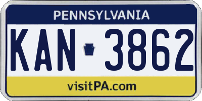 PA license plate KAN3862