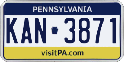 PA license plate KAN3871