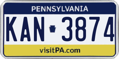 PA license plate KAN3874