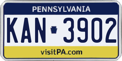 PA license plate KAN3902
