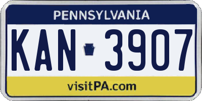 PA license plate KAN3907
