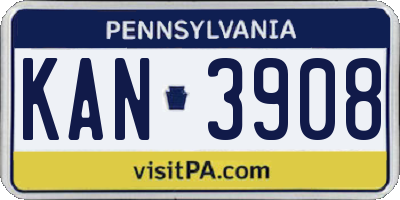 PA license plate KAN3908