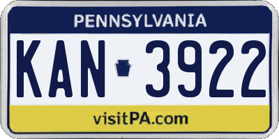 PA license plate KAN3922