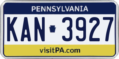 PA license plate KAN3927