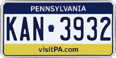 PA license plate KAN3932