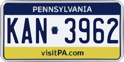 PA license plate KAN3962