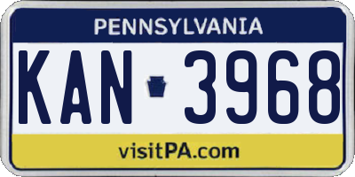 PA license plate KAN3968