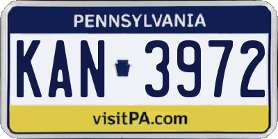 PA license plate KAN3972