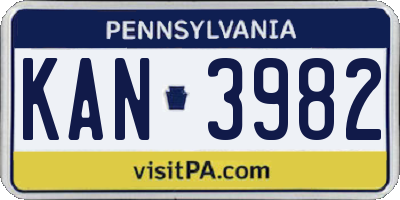 PA license plate KAN3982