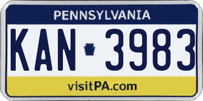 PA license plate KAN3983