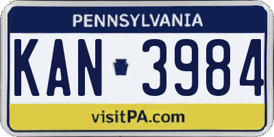PA license plate KAN3984