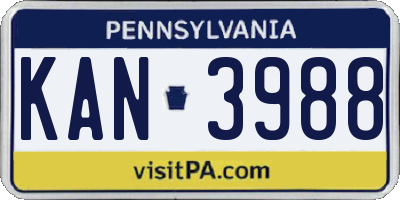 PA license plate KAN3988