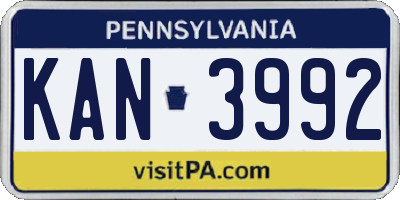 PA license plate KAN3992