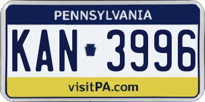 PA license plate KAN3996