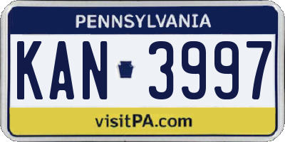 PA license plate KAN3997