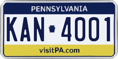 PA license plate KAN4001