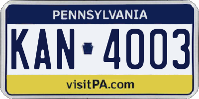 PA license plate KAN4003