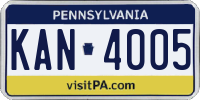 PA license plate KAN4005