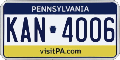 PA license plate KAN4006