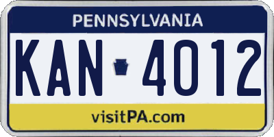 PA license plate KAN4012