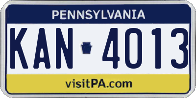 PA license plate KAN4013